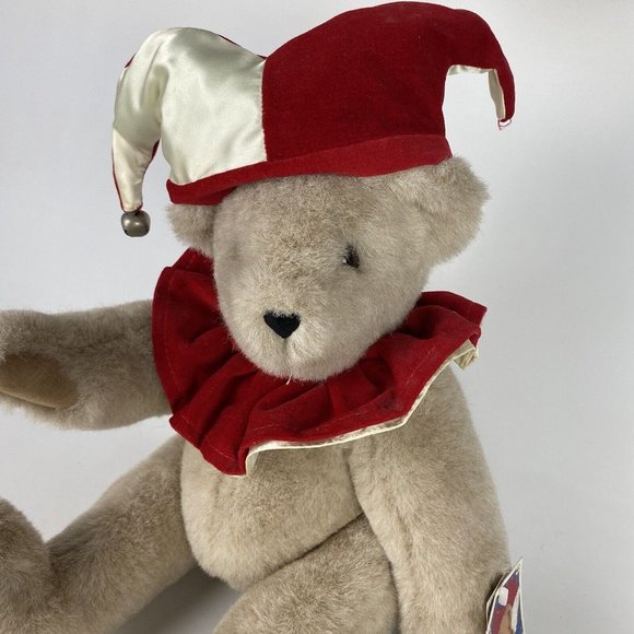 VERMONT TEDDY BEAR Jointed Brown 16" Plush Clown Joker Jester Authentic Handmade - Picture 3 of 15